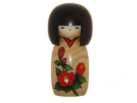 Hanamonogatari Tsubaki, Natural wood color kokeshi Camellia U-9-12
