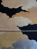 Vintage Japanese black obi with 3 shades of gold cloud design