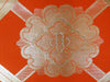 Vintage Orange Fukuro Obi with Gold thread Woven Flower Emblem in a grid pattern