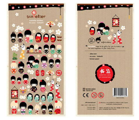 Kokeshi Girl Stationery DIY Scrapbooking Stickers